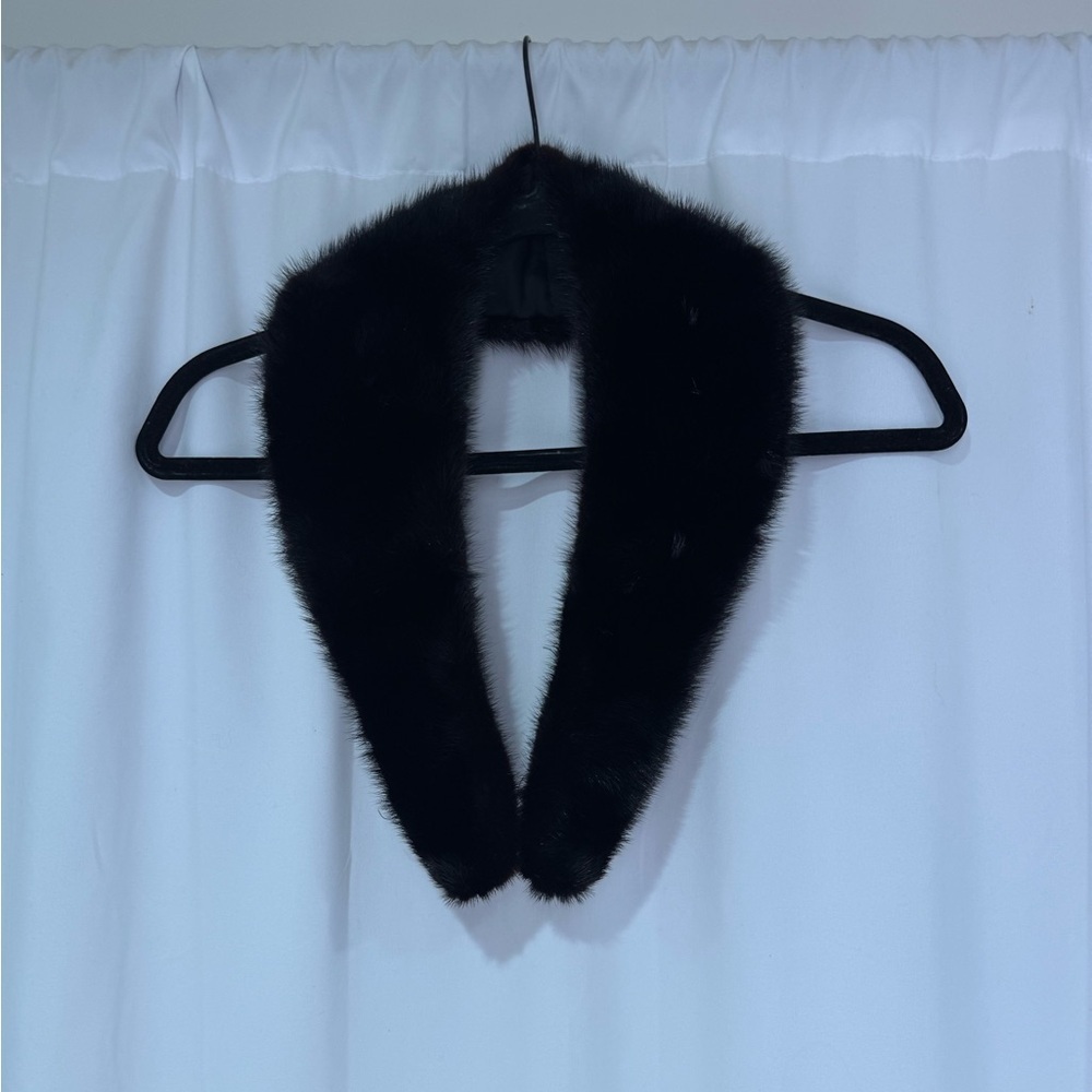 Vintage Black Mink Fur Stole Scarf Wrap One Size Classic Evening - Picture 2 of 4